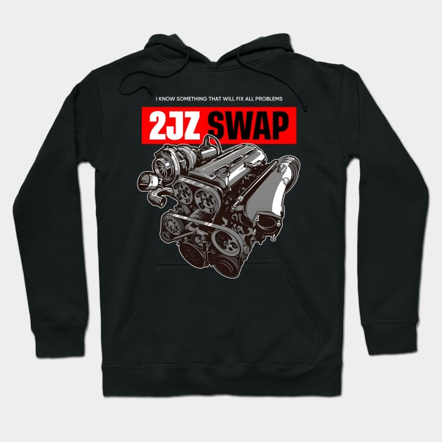 Supra Engine 2JZ Hoodie by Rflectionart